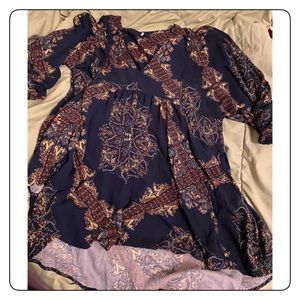Free People XL Floral blouse Tunic Shirt